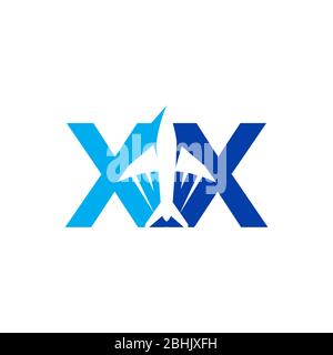 Kreativer Buchstabe XX Symbol Vektor mit Ebene in blauer Farbe. Buchstabensymbol xx für Ihr bestes Geschäftssymbol. Vektorgrafik EPS.8 EPS.10 Stock Vektor