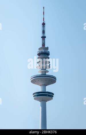 Die Spitze des Heinrich-Hertz-Telekommunikations- und Übertragungsturms, Hamburgs höchstes Bauwerk Stockfoto