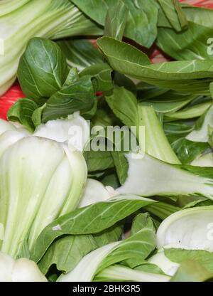 Collards: Verwendet in der südlichen Küche, sind Collard Grüns in der Ernährung ähnlich wie Grünkohl. Aber sie haben eine herzlichere und kitschigere Textur und eine stärkere Stockfoto