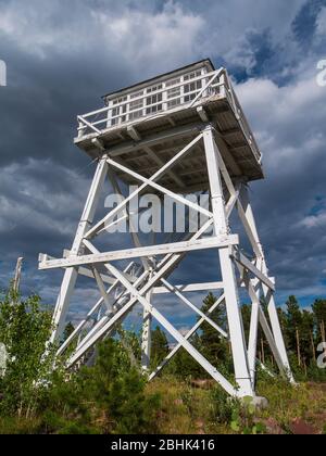 Ute Mountain Fire Lookout Tower National Historic Site, Ashley National Forest in der Nähe von Manila, Utah. Stockfoto