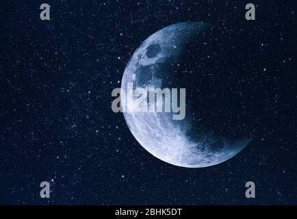 Erstaunlicher Raum, Himmel mit Sternen und Mond während der Sonnenfinsternis, Hintergrund Stockfoto