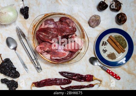 Kochen Rindfleisch Birria Eintopf, mexikanische Küche Jalisco Stockfoto