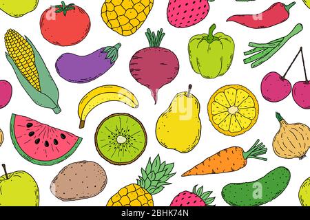 Muster mit Gemüse und Obst Stock Vektor