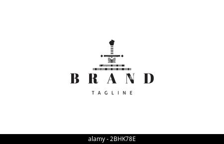 Vektor-Logo auf dem ein abstraktes Bild des Schwertes von König Arthur. Stock Vektor