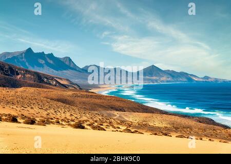 Playa Veril Manso im Jandia Nationalpark, Süd Fuerteventura, Spanien, Post-PROCESSED in HDR Stockfoto