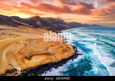 Playa Veril Manso im Jandia Nationalpark, Süd Fuerteventura, Spanien, Post-PROCESSED in HDR Stockfoto