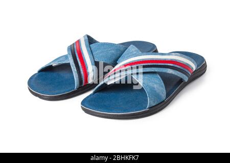 Herren Strandschiefer im Jeans-Stil isoliert auf weiß Stockfoto