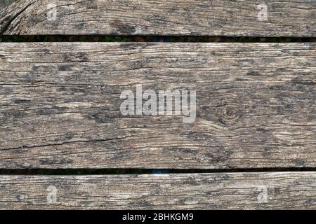 Alte verwitterte Holzplanken Textur, Nahaufnahme. Stockfoto