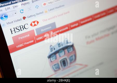 Anschauliches Bild von der HSBC Bank-Website. Stockfoto