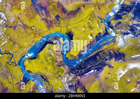 Vulkankrater in den Highlands of Iceland Aerial, Post-PROCESSED in HDR Stockfoto