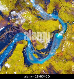 Vulkankrater in den Highlands of Iceland Aerial, Post-PROCESSED in HDR Stockfoto