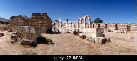 Anjar Libanon Ruinen im 8. Jahrhundert Umayyaden im römischen Stil von Kalif Walid INB Abd Al-Malak gegründet Stockfoto