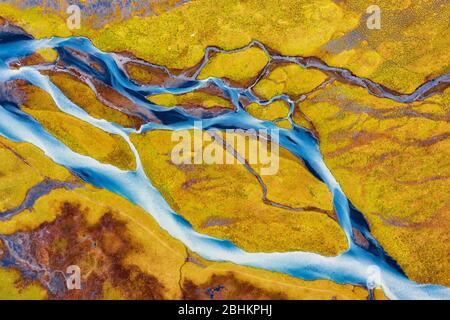 Colorful River Aerial aufgenommen in Südisland, nachbearbeitet in HDR Stockfoto