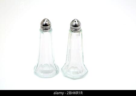 Glas Salz und Pfeffer Keller Stockfoto