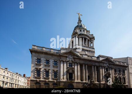 Old Bailey, GV General View, im Sommer gesehen Sonnenlicht, London, England, Großbritannien Stockfoto