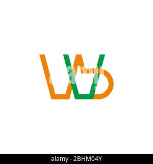 Brief wb einfache überlappende Linie bunten Logo Vektor Stock Vektor