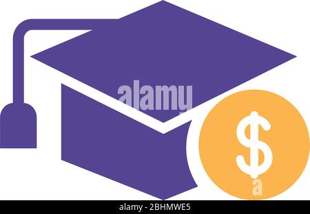 Graduierung Hut mit Geld Versicherung Silhouette Stil Stock Vektor