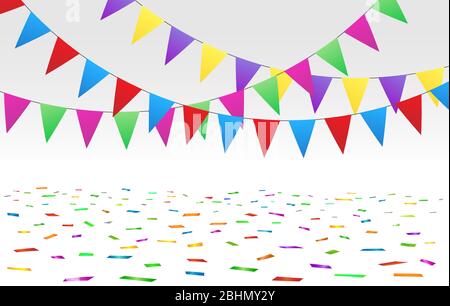 Konfetti Boden und Fahnen Stock Vektor