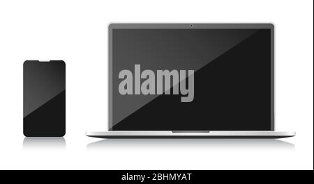 Computer-Laptop und Telefon mockup Stock Vektor
