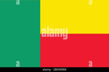 Benin-Flagge Vektorgrafik. Rechteckige Beninese-Flagge Illustration. Die Benin-Landesflagge ist ein Symbol für Freiheit, Patriotismus und Unabhängigkeit. Stock Vektor