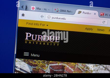 Rjasan, Russland - 13. Mai 2018: Purdue-Website auf dem Display des PC, url - Purdue.edu Stockfoto