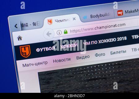 Rjasan, Russland - 13. Mai 2018: Championat-Website auf dem Display des PC, url - Championat.com Stockfoto