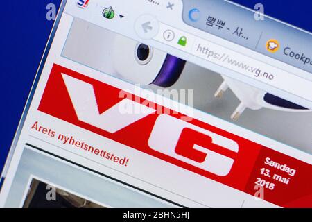 Rjasan, Russland - 13. Mai 2018: VG-Website auf dem Display des PC, url - VG.no Stockfoto