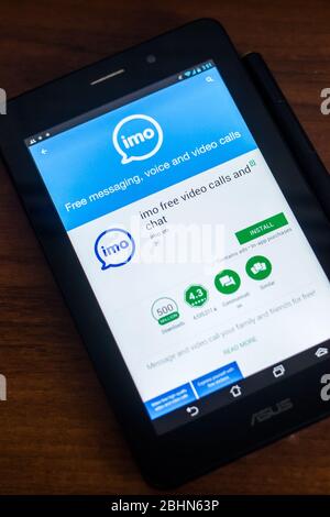Ryazan, Russland - 21. März 2018 - mobile IMO-App auf dem Display des Tablet-PCs Stockfoto