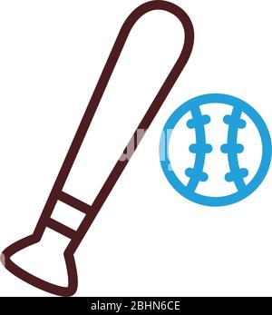 Baseball-Schläger und Balllinie Stil Symbol Stock Vektor