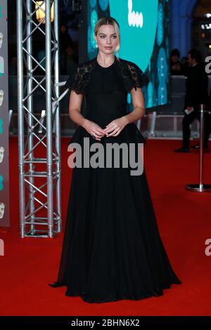 Margot Robbie nimmt am 02. Februar 2020 in London, Großbritannien, an den EE British Academy Film Awards 2020 in der Royal Albert Hall Teil. Stockfoto