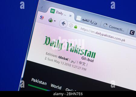 Rjasan, Russland - 13. Mai 2018: DailyPakistan Website auf dem Display des PC, url - DailyPakistan.com.pk Stockfoto