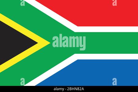 Südafrika Flagge Vektorgrafik. Rechteckige südafrikanische Flagge Illustration. Die südafrikanische Landesflagge ist ein Symbol für Freiheit, Patriotismus und Unabhängigkeit Stock Vektor