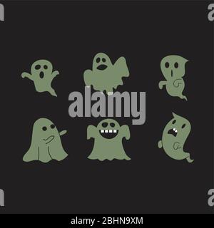 Halloween Charakter Stellt Kleinen Geist Stock Vektor
