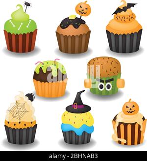 Halloween Cupcakes und Leckereien Vektor Stock Vektor