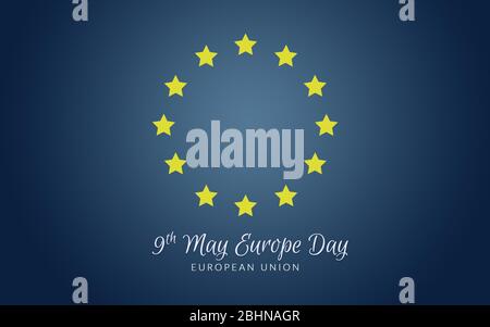 Einfache Flagge der Europäischen Union, 9 Mai europetag. Gelber Stern auf Steigung dunkelblau isoliert Stockfoto