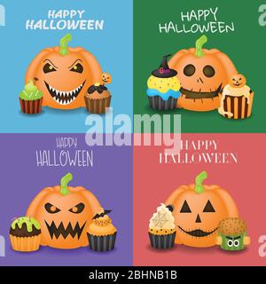 Nette Halloween Zeichen Vektor Vorlage Illustration. Stock Vektor