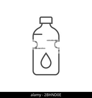 Symbol für dünne Linie des Vektors mit Wasserflasche. Stock Vektor