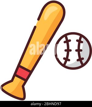 Symbol für Baseballschläger und -Balllinie und -Füllung Stock Vektor