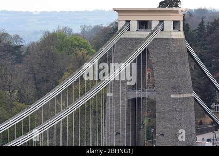 Ein Bild eines der Türme der Clifton Suspension Bridge, Bristol, England, UK Stockfoto