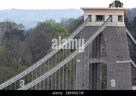 Ein Bild eines der Türme der Clifton Suspension Bridge, Bristol, England, UK Stockfoto