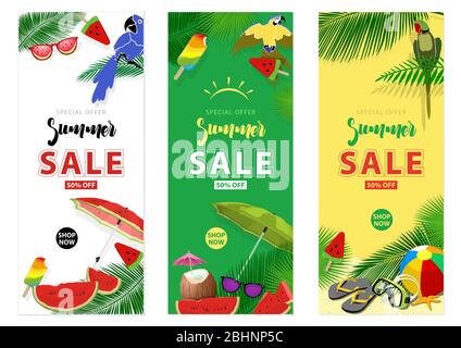Sommer Sale Banner Hintergründe Stock Vektor