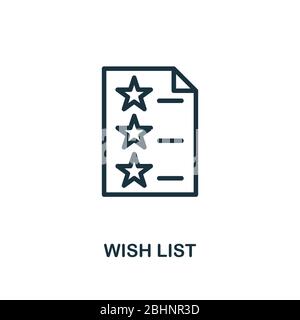 Symbol für Wunschliste. Linie Stil einfaches Element aus E-Commerce-Icons Sammlung. Pixel perfekt einfache Wunschliste Symbol für Web-Design, Apps, Software, Druck Stock Vektor