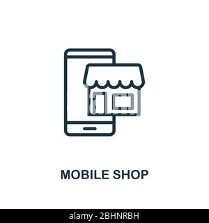 Symbol für mobilen Shop. Linie Stil einfaches Element aus E-Commerce-Icons Sammlung. Pixel perfekt einfaches mobiles Shop-Symbol für Webdesign, Apps, Software Stock Vektor