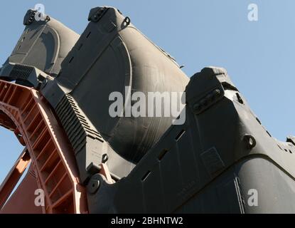 Schaufelrad eines Tagebau Baggers Stockfoto