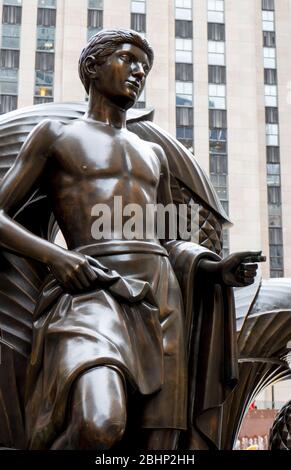 Die Jugend, einer der Menschheit Figuren, Rockefeller Center, Manhattan, New York City, New York, USA Stockfoto
