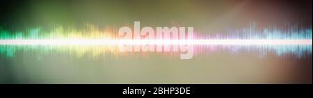Abstrakter Hintergrund. Digitaler Sound-Musik-Equalizer mit wellenfarbenen Regenbogenlampen. Stockfoto