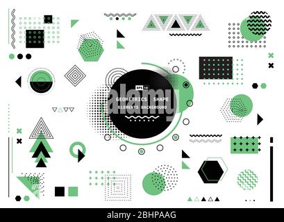 Abstrakte grüne und schwarze geometrische moderne Form Elemente Hintergrund abdecken. Verwenden Sie für Poster, Bildmaterial, Vorlagendesign, Anzeige, Druck. Illustration Vektor Stock Vektor