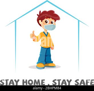Bleiben Sie zu Hause Bewusstsein Social Media Kampagne und Coronavirus Prävention. Vektorgrafik Stock Vektor