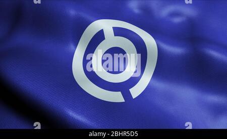 3D-Darstellung einer wehenden Flagge von Ishigaki (Japan Land) Stockfoto