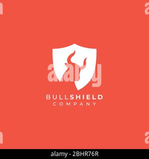 Bull Schild Logo Design. Bull Kopf in das Schild Stock Vektor